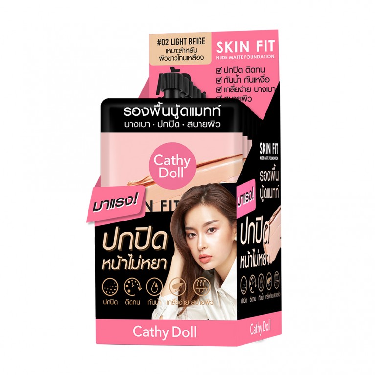 [6 Pcs.] Cathy Doll Skin Fit Nude Matte Foundation 6ml #02 Light Beige