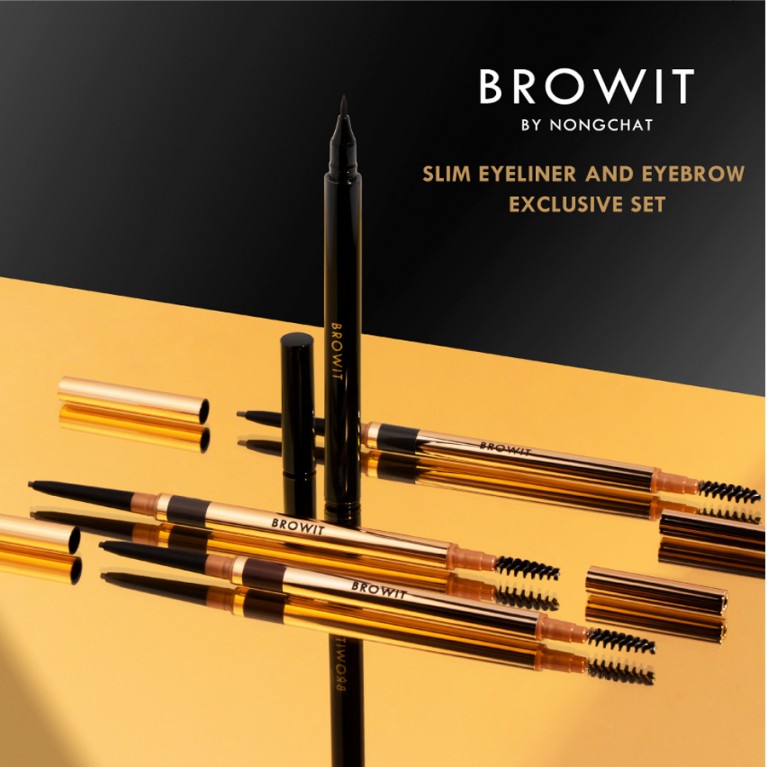 Browit Slim Eyeliner And Eyebrow Exclusive Set #Natural Brown