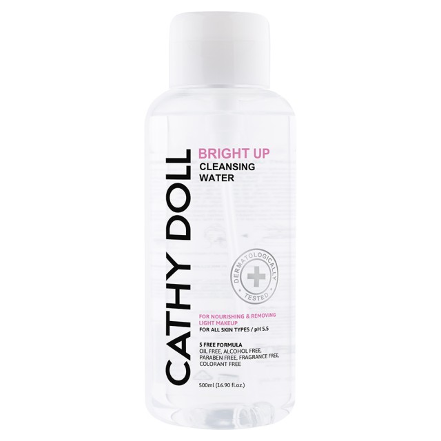 Cathy Doll ไบร์ทอัพคลีนซิ่งวอเตอร์ 500ml เคที่ดอลล์  (Y24) [แถมฟรี คลีนซิ่ง 400ml]