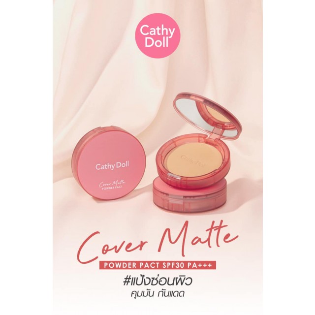 Cathy Doll คัฟเวอร์แมทท์พาวเดอร์แพ็ค เอสพีเอฟ30 พีเอ+++ 4.5g #02 ไลท์เบจ แป้งซ่อนผิวขนาดพกพา เคที่ดอลล์