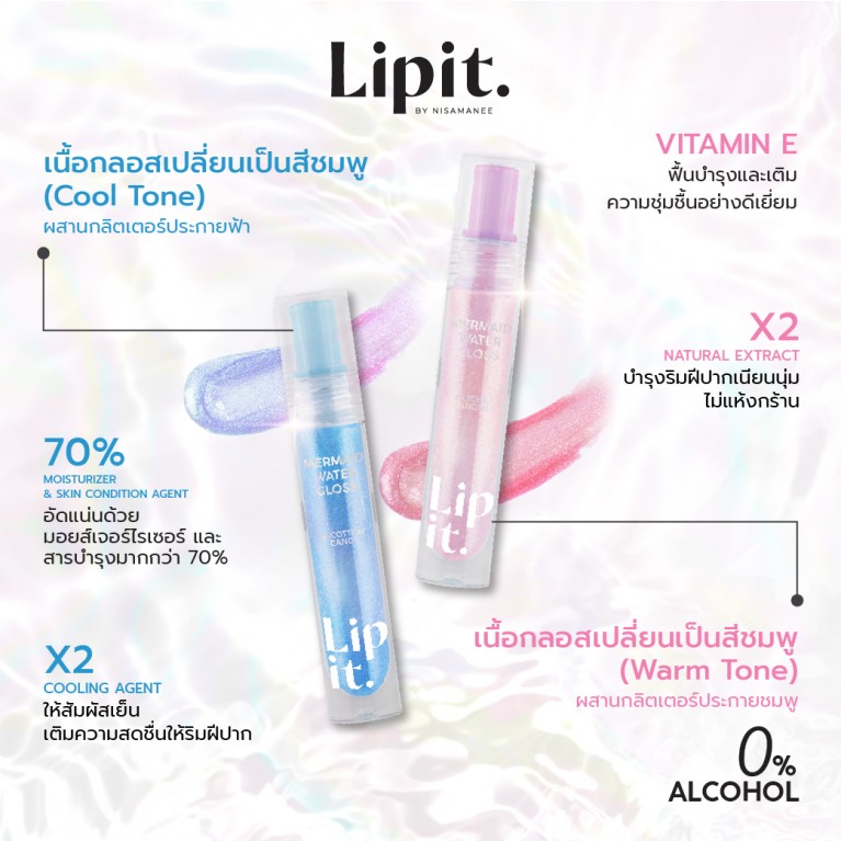 Lip it เมอร์เมดวอเตอร์กลอส 2.8g ลิปอิท