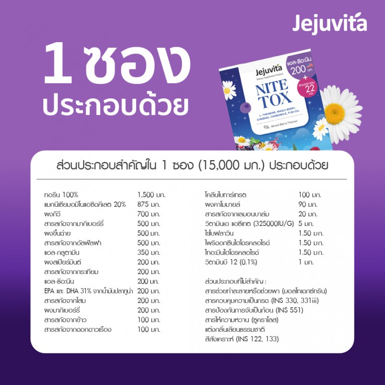 [1กล่อง6ซอง] Jejuvita ไนท์ท็อกซ์ 15000mg เจจูวิต้า