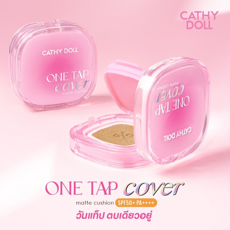 [แถม คอสเมติกแบ็ก] Cathy Doll  วันแท็ปคัฟเวอร์แมทท์คุชชั่น เอสพีเอฟ50+ พีเอ++++ 12g