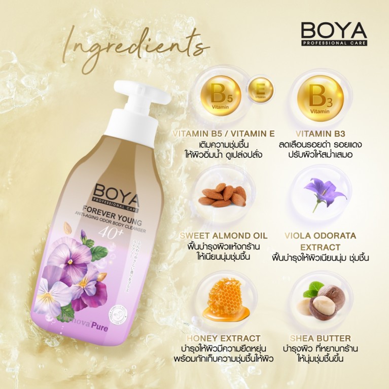 Boya ฟอร์เอฟเวอร์ยังแอนตี้-เอจจิ้งออดอร์บอดี้คลีนเซอร์ 450ml โบย่า