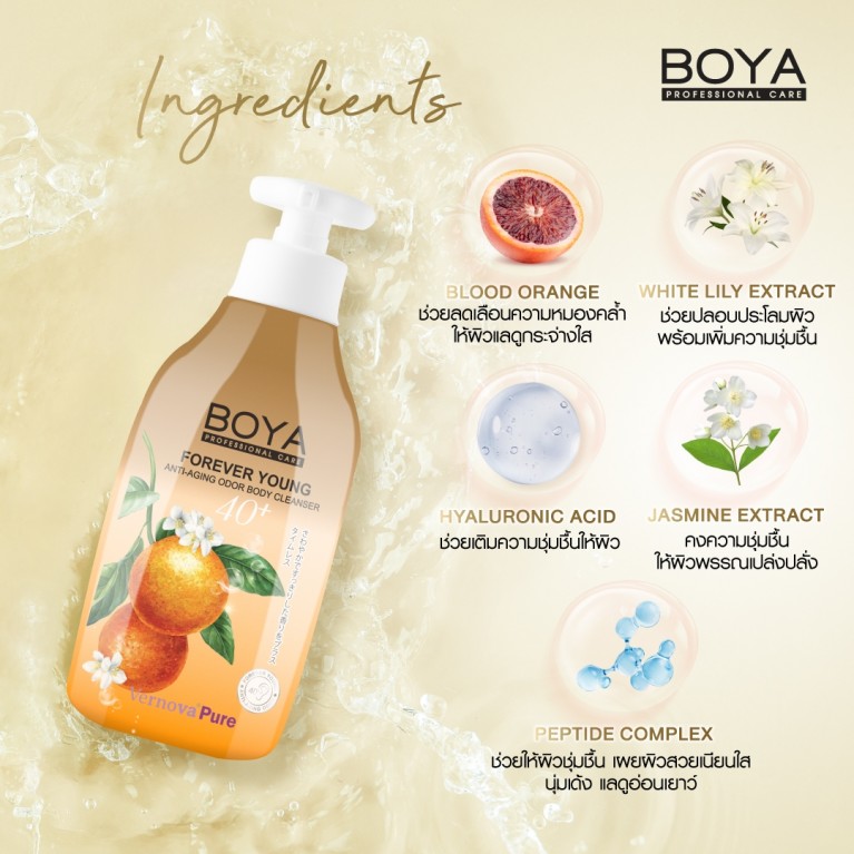 Boya ฟอร์เอฟเวอร์ยังแอนตี้-เอจจิ้งออดอร์บอดี้คลีนเซอร์ 450ml โบย่า