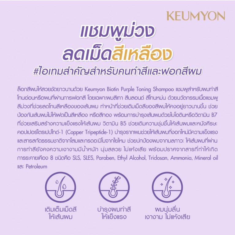 Keumyon ไบโอตินเพอร์เพิลโทนนิ่งแชมพู 250ml กึมยอน