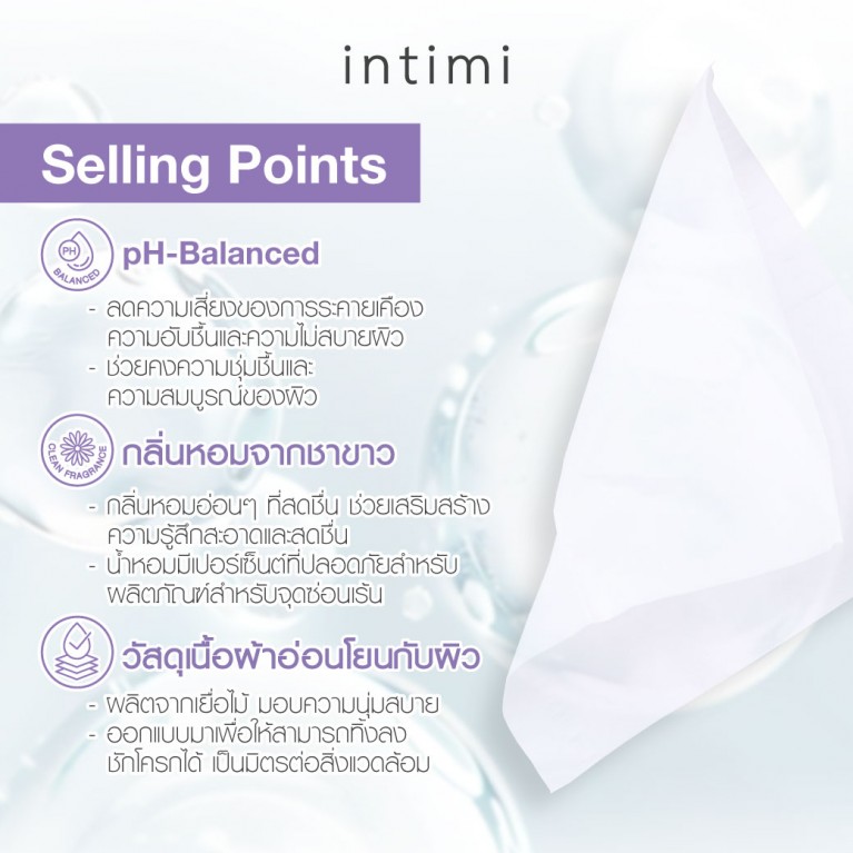 Intimi เฟมินีนคลีนซิ่งไวพส์ 10แผ่น อินทิมี่