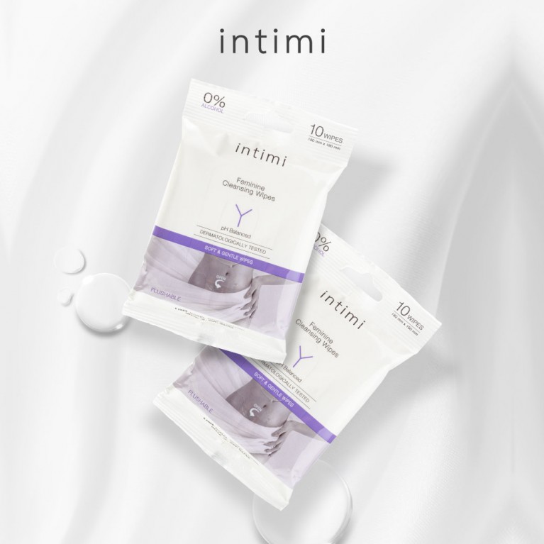 Intimi เฟมินีนคลีนซิ่งไวพส์ 10แผ่น อินทิมี่