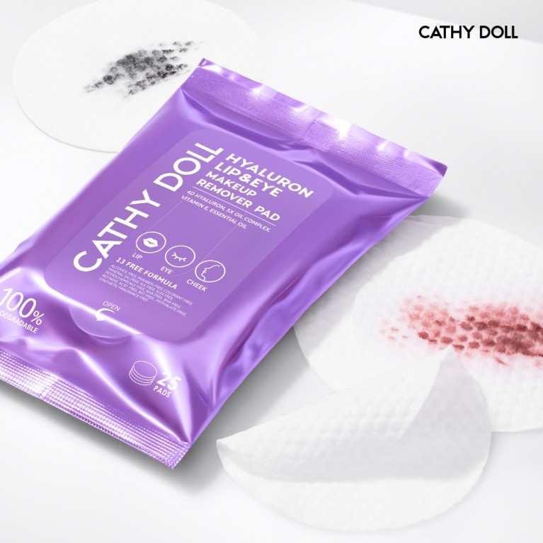 Cathy Doll ไฮยาลูรอนลิปแอนด์อายเมคอัพรีมูฟเวอร์แพด 25แผ่น