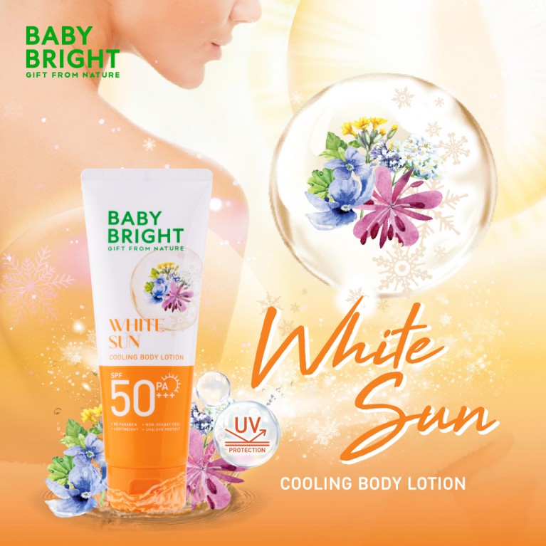 Baby Bright คูลลิ่งบอดี้โลชั่น เอสพีเอฟ50 พีเอ+++ 160ml [Y24] เบบี้ไบร์ท