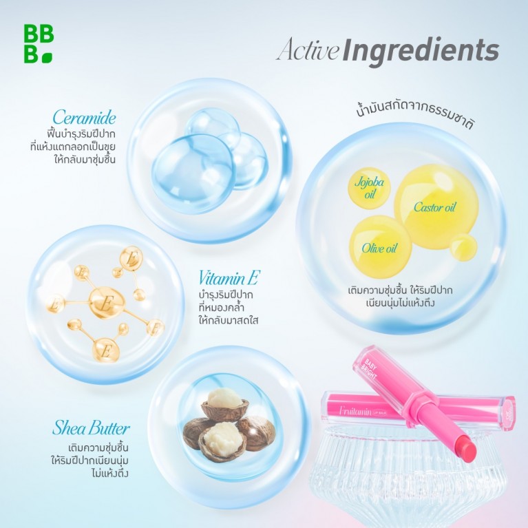 Baby Bright ฟรุตตามินลิปบาล์ม 1.5g เบบี้ไบร์ท