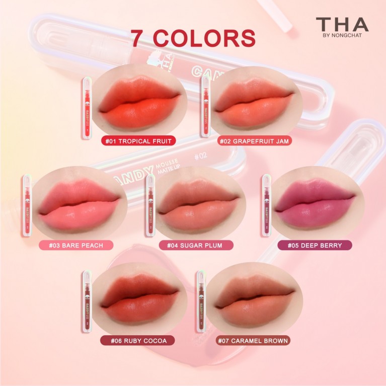 THA BY NONGCHAT แคนดี้มูสแมทท์ลิป 2.5g ฑาบายน้องฉัตร 