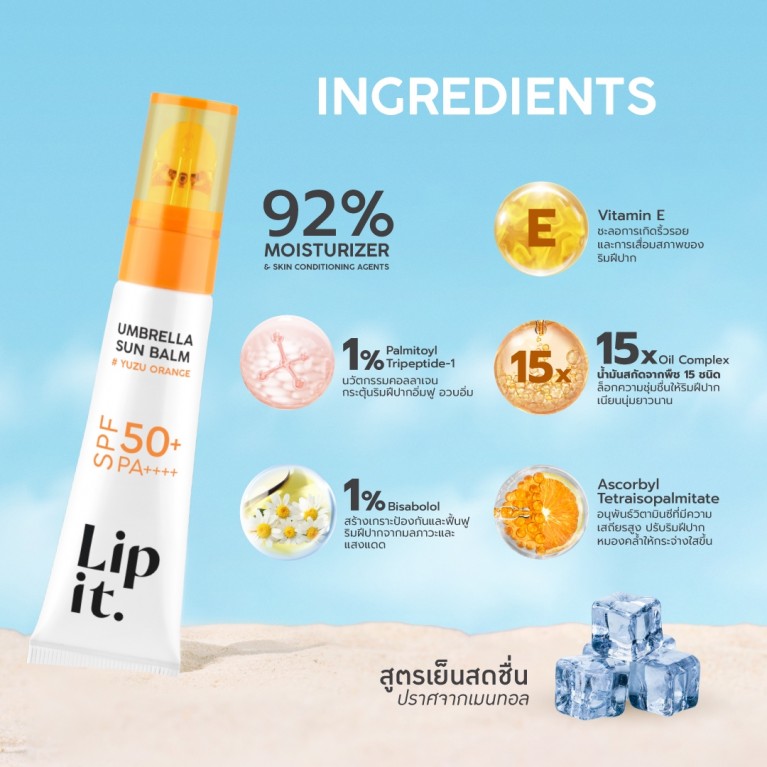 Lip It อัมเบรลลาซันบาล์ม เอสพีเอฟ50+ พีเอ++++ 8g ลิปอิท (Y2025)