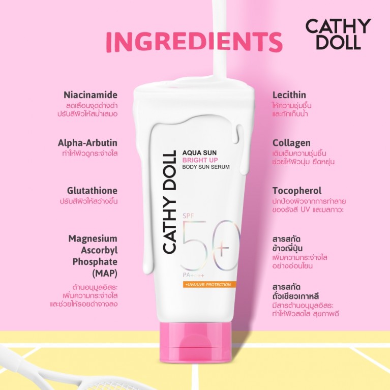 Cathy Doll อควาซันบอดี้ซันเซรั่ม เอสพีเอฟ50+ พีเอ++++ 50ml