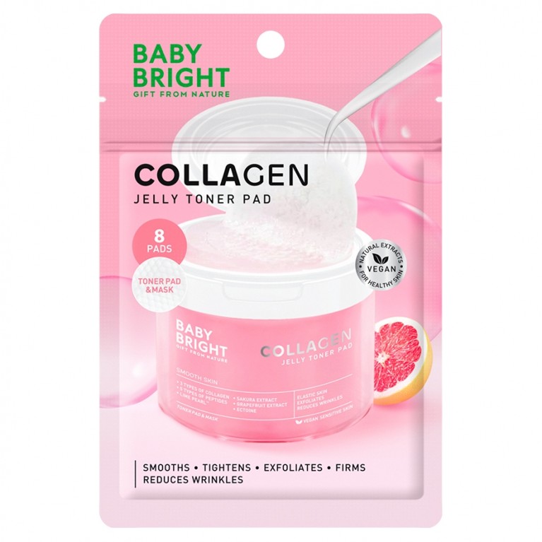 Baby Bright คอลลาเจนเจลลี่โทนเนอร์แพด 8แผ่น
