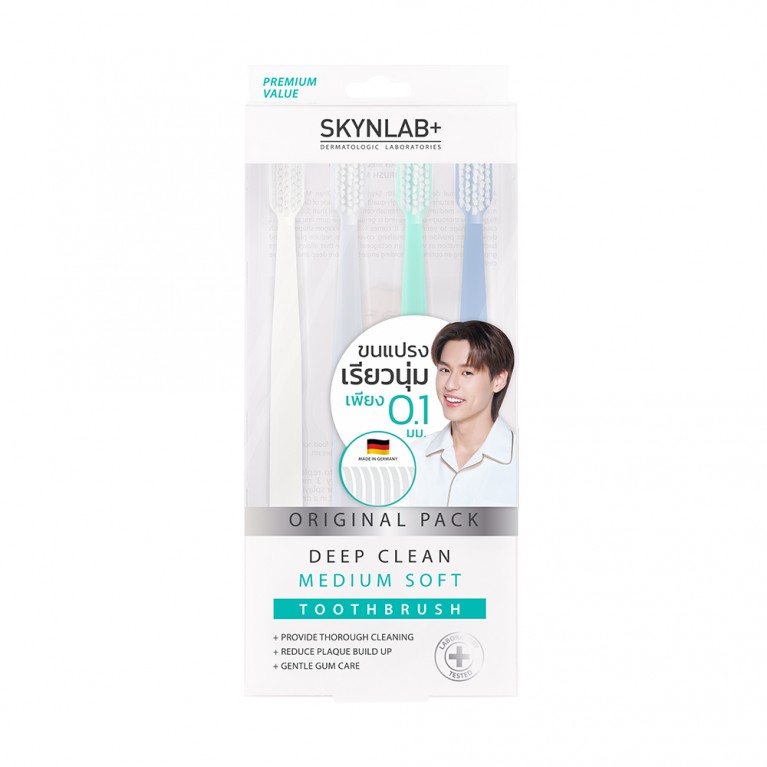 Skynlab แปรงสีฟันดีพคลีนมีเดียมซอฟท์ 4ชิ้น สกินแล็บ
