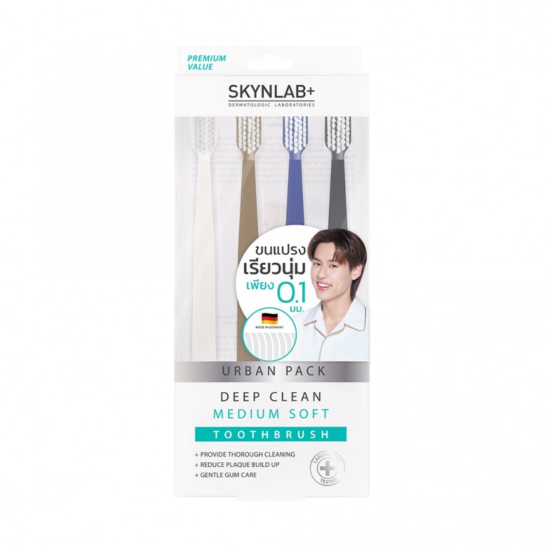 Skynlab แปรงสีฟันดีพคลีนมีเดียมซอฟท์ 4ชิ้น สกินแล็บ