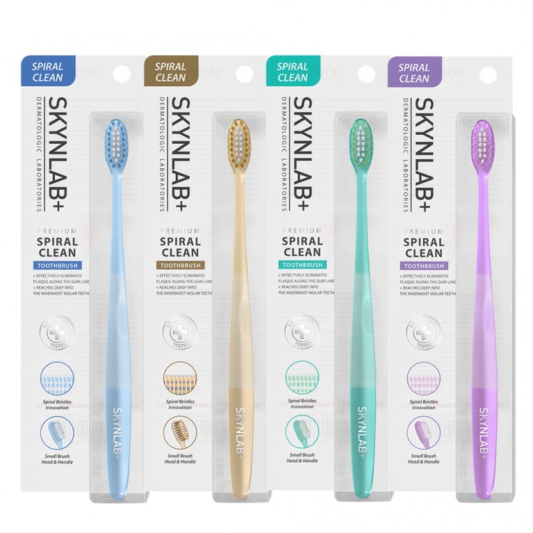 Skynlab แปรงสีฟันพรีเมี่ยมสไปรัลคลีน สกินแล็บ มี ตัวเลือก 4 สี Blue,Green,Gold,Purple