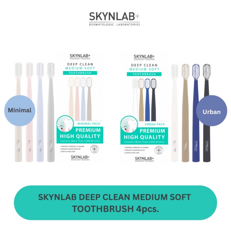 Skynlab แปรงสีฟันดีพคลีนมีเดียมซอฟท์ 4ชิ้น สกินแล็บ