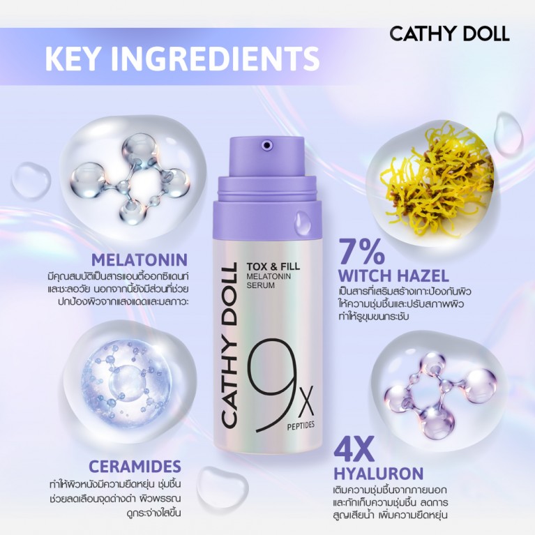 Cathy Doll ท็อกซ์แอนด์ฟิลล์เมลาโทนินเซรั่มไนน์เอ็กซ์เปปไทดส์ 30ml เคที่ดอลล์