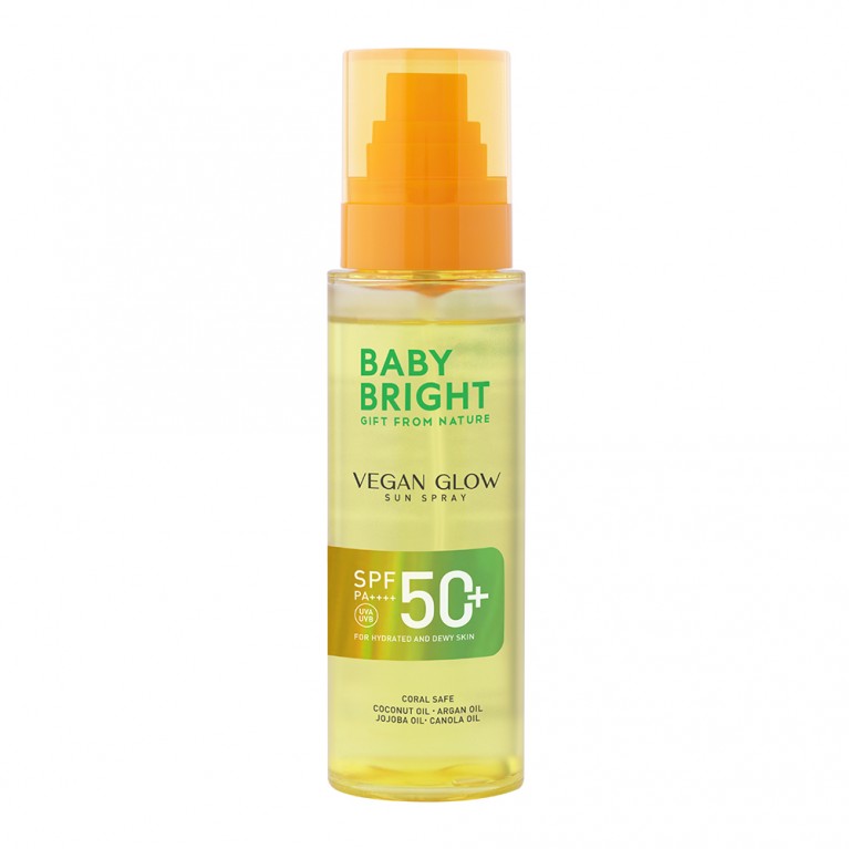 Baby Bright วีแกนโกลว์ซันสเปรย์ เอสพีเอฟ50+ พีเอ++++ 110ml เบบี้ไบร์ท