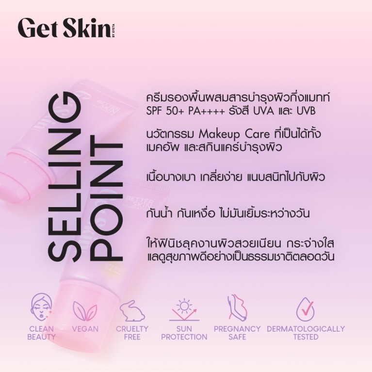 Get Skin เบทเทอร์สกินฟาวเดชั่น เอสพีเอฟ50+ พีเอ++++ 10ml เก็ทสกินบายอายตา