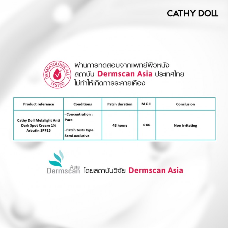 Cathy Doll เมลาไลท์แอนตี้ดาร์กสปอตครีมวันเปอร์เซ็นต์อาร์บูติน เอสพีเอฟ15 7ml เคที่ดอลล์
