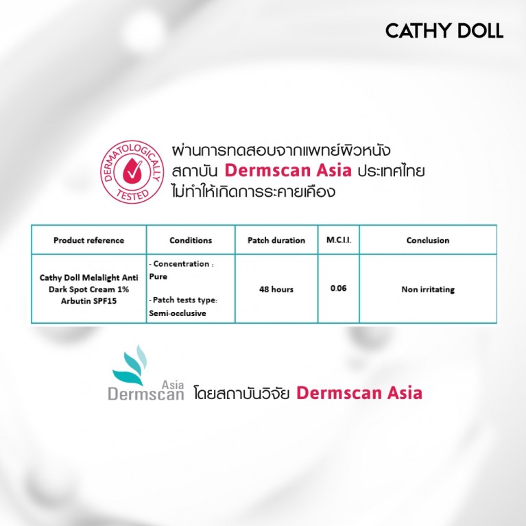 Cathy Doll เมลาไลท์แอนตี้ดาร์กสปอตครีมวันเปอร์เซ็นต์อาร์บูติน เอสพีเอฟ15 30ml เคที่ดอลล์ 