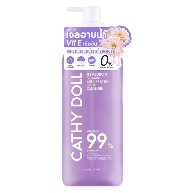 Cathy Doll  ไฮยาลูรอนวิตามินอีมิลค์โปรตีนบอดี้คลีนเซอร์ 520ml เคที่ดอลล์