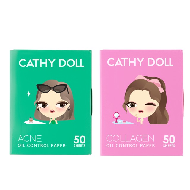 Cathy Doll ออยล์คอนโทรลเปเปอร์ 50แผ่น เคที่ดอลล์ มีตัวเลือก 2 สูตร สูตรแอคเน่ออยล์คอนโทรล , สูตรคอลลาเจนออยล์คอนโทรล